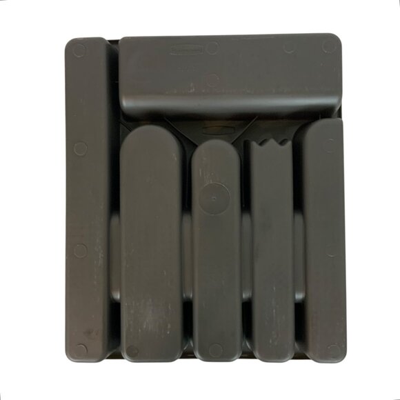 Rubbermaid Dark Gray Black Plastic Utensil Kitchen Drawer Organizer Storage Vtg - Picture 2 of 4